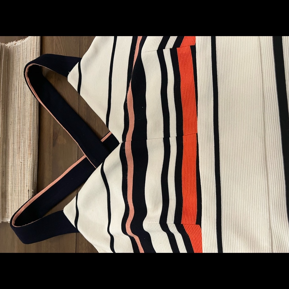 Adriana Papell womens striped summer dress white navy and orange size XL - Picture 5 of 6